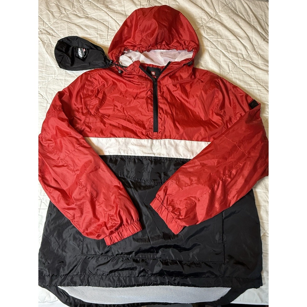 South Pole‎ Red Back White Colorblock Windbreaker Jacket Men's Size M Half Zip